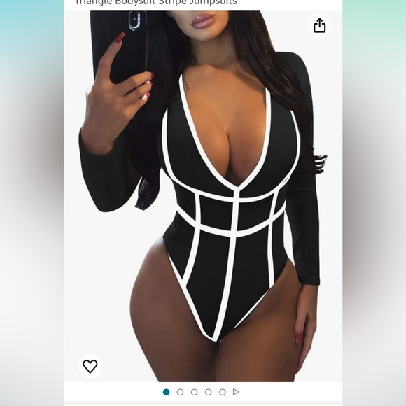 Deep V neck long sleeve bodysuit - Picture 1 of 2